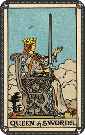 Queen Of Swords Reversed, Queen Of Swords Tarot, The Queen Of Swords, Queen Of Swords, Tarot Tattoo, Swords Tarot, Tarot Guide, Tarot Meanings, Oracle Tarot