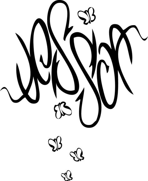 it says Jessica but the butterflies are super cute Ambigram Tattoos, Jessica Name, Ambigram Tattoo, Imagination Tree, Tattoo Name, Hipster Wallpaper, Temporary Tattoo Designs, Name Tattoo, Quotes And Notes