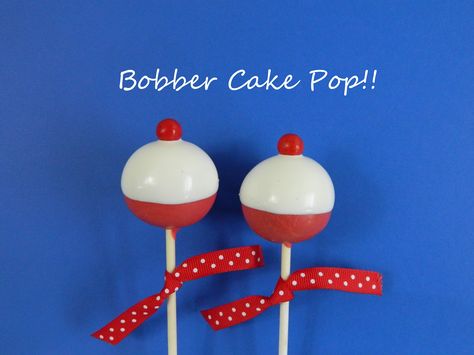 Fishing Bobber Cake Pops!! - Father's Day Cake Pops!! Fishing Bobber Cake, Bobber Cake Pops, Bobber Cake, Bobber Fishing, Cake Pops Birthday, Fishing Party Favors, Fish Party, Retirement Party Favors, Fishing Birthday Party