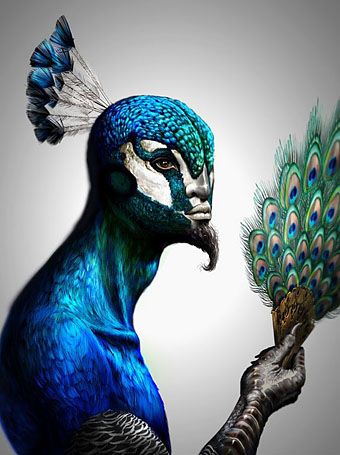 peacock man See Tattoo, Animal Makeup, Hur Man Målar, Fantasy Makeup, Arte Animal, Arte Fantasy, Art Furniture, Face Art, Anton