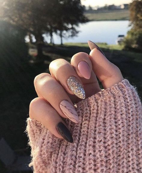 Almond Nail Art, Fall Nail Art Designs, Matte Nails, Best Acrylic Nails, Cute Acrylic Nails, Perfect Nails, Acrylic Nail Designs, Nail Manicure, Trendy Nails