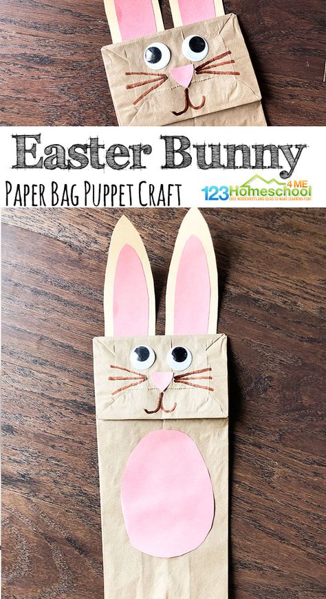 Paper Bag Easter Bunny, Easter Bunny Craft, Bag Puppet, Craft For Preschoolers, Easter Crafts Preschool, Easter Crafts For Toddlers, Bunny Craft, April Crafts, Paper Bag Crafts