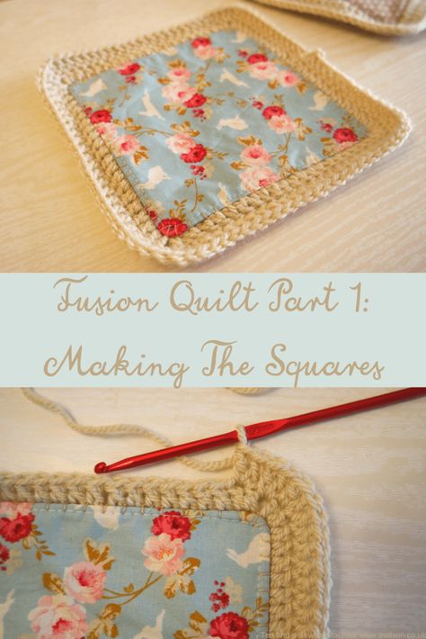 Fusion Quilt Part 1: Making The Squares - Crochet Fabric Quilt, Fusion Blanket, Crochet Quilt Tutorial, Snowflake Quilts, Hekel Blokke, Fusion Crochet, Crocheted Edgings, Fusion Quilt, Crochet Quilt Pattern