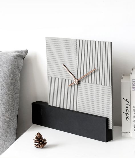 Wall Decor Living Room Modern, Wood Clock Design, Minimalist Wall Clock, Minimalist Wall Clocks, Handmade Wall Clocks, Living Room Clocks, Steel Nails, Wall Clock Design, Interior Wall Design