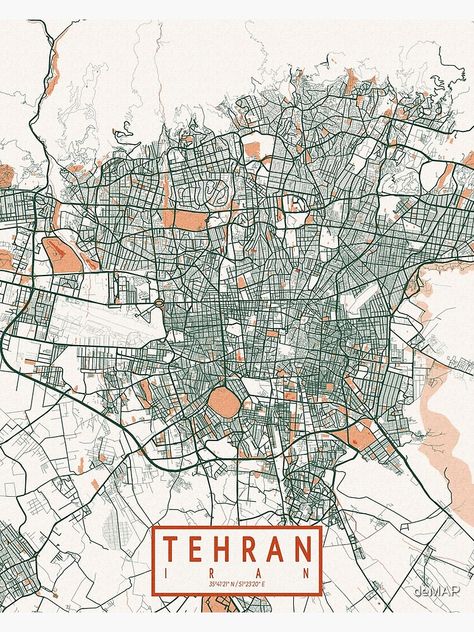 "Tehran City Map of Iran - Bohemian" Poster for Sale by deMAP | Redbubble Tehran Map, Map Of Iran, Iran Map, Tehran Street, Bohemian Poster, Street Map Art, Tehran Iran, Street Map, Tehran