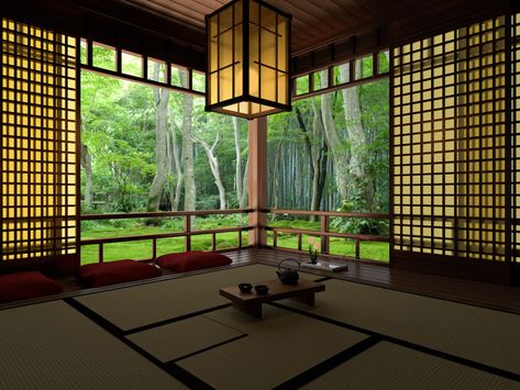 Tea Room Japanese, Tea House Interior Design, Japanese Meditation Room, Japanese Tea House Interior, Dojo Interior, Tea House Architecture, Tea House Interior, Diffuse Lighting, Japanese Tea Room