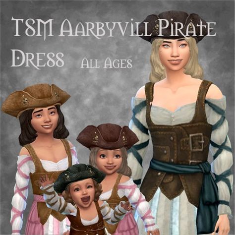 For your Sim Pirates: TSM Aarbyville Outfits and Hats | Patreon Medieval Hats, Pirate Dress, Sims Medieval, Cc Hats, Pirate Outfit, Pirates Cove, Pirate Hat, Best Mods, Pirate Hats