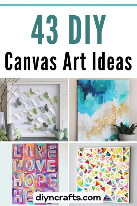 43 DIY Canvas Art Ideas (Easy and Decorative) - DIY & Crafts Diy Canvas Ideas Easy, Dollar Tree Canvas Art Ideas, Cricut On Canvas Ideas, Diy Wall Painting Canvas, Multiple Canvas Painting Diy Wall Art, Diy Family Canvas Ideas, Diy Easy Art Canvas, Upcycle Canvas Art Wall Decor, Diy Wall Canvas Painting