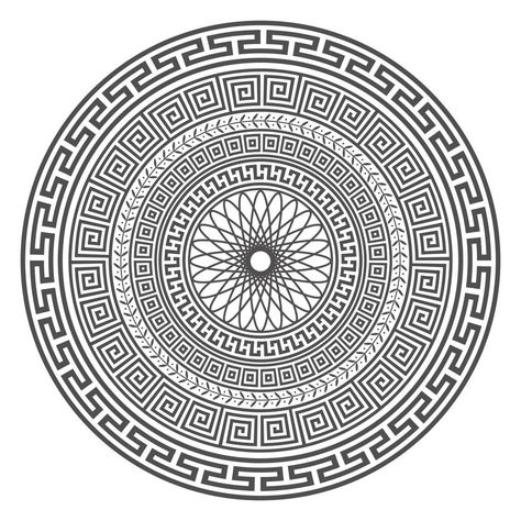 Circle greek mandala design. Round meander borders. Decoration elements patterns. Vector illustration isolated on white background Greek Pattern, Mandalas Design, Decorative Borders, Circle Pattern, Mandala Design, Ancient Greek, Door Design, New Tattoos, Borders