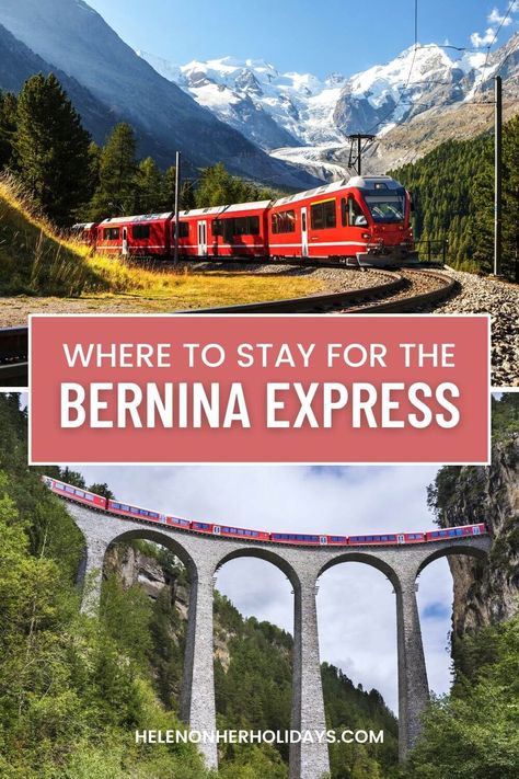 Where to stay for the Bernina Express Bernina Express Switzerland, Tirano Italy, Italy Northern, Switzerland Train, Chur Switzerland, Italy With Kids, Switzerland Trip, Italy For Kids, Switzerland Itinerary