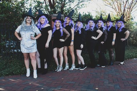 Halloween Bachelorette Outfits, Witch Bridal Shower Theme, Miss To Mrs With All My Witches, Witch Bachelorette Party Outfit, Salem Mass Bachelorette Party, Spooky Bridal Party, This Witch Is Getting Hitched, Brides Coven Bachelorette, Bachelorette Halloween Theme