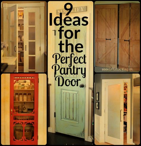 9 Ideas for the Perfect Pantry Door                                                                                                                                                                                 More Painted Pantry Doors, Fancy Doors, Farmhouse Interior Doors, Pantry Door Ideas, Diy Doors, Pantry Redo, Painted Pantry, Kitchen Pantry Doors, Vintage Pantry