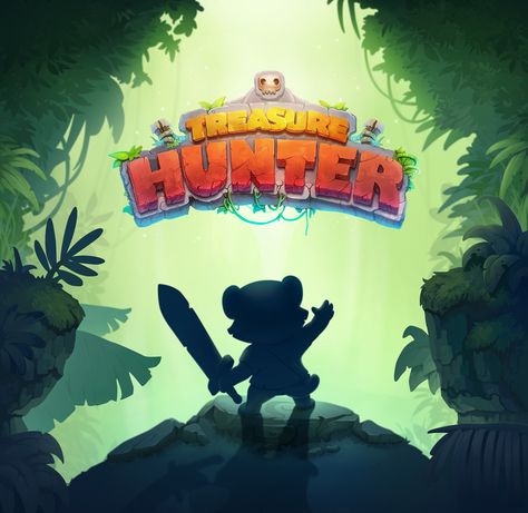 Treasure Hunter - Game Art on Behance Treasure Hunt Logo Design, Hunter Game, Video Game Logos, Hunter Games, Game 2d, Game Logo Design, Game Title, Fantasy Magic, Splash Screen