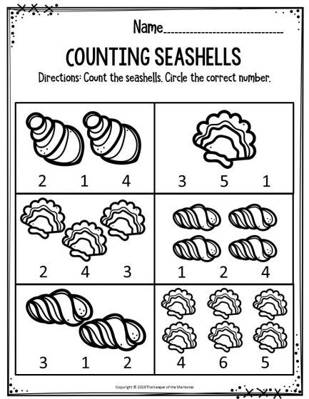 Beach Theme Preschool, Summer Preschool Themes, Math Literacy Activities, Ocean Theme Preschool, Summer Preschool Activities, Pre K Worksheets, Summer Worksheets, Free Preschool Worksheets, Counting Worksheets