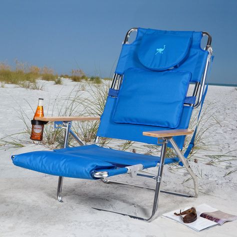 Have to have it. Deluxe Padded Ostrich Sport 3-N-1 Beach Chair - $109.95 @hayneedle.com Beach Lounge Chair, Sport Chair, Face In Hole, Pool Chairs, Outdoor Folding Chairs, Adjustable Chairs, Beach Lounge, Best Office, Tan Face