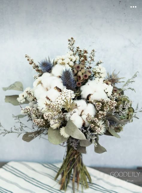 Cotton Wedding Bouquet, Dried Bouquet Wedding, Morton Arboretum Wedding, Cotton Bouquet, Christmas Bouquet, Cotton Wedding, Boquette Flowers, Wildflower Bouquet, Winter Flowers