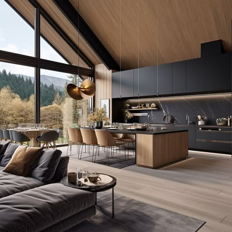 Nordic House Interior, Mountain Home Interiors, Modern Wooden House, Chalet Design, Casa Country, Modern Barn House, Barndominium Ideas Floor Plans, Guest Houses, Casa Container