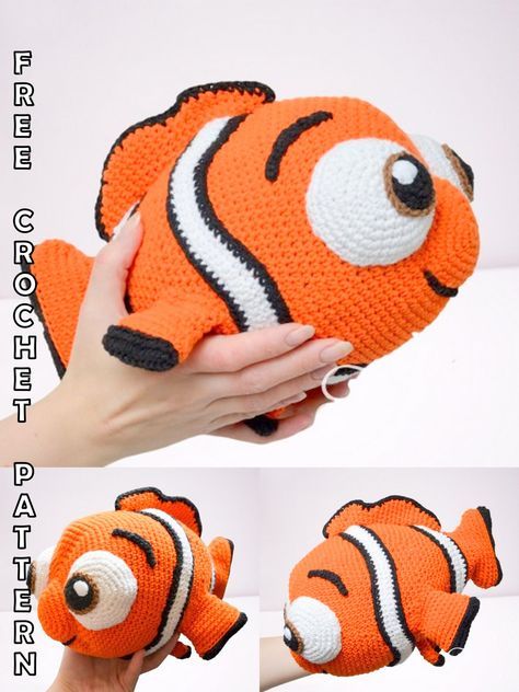 Amigurumi Nemo Free Crochet Pattern - Amigurumi SDBES Finding Nemo Crochet Pattern, Crochet Clown Fish Pattern Free, Clownfish Crochet Pattern Free, Disney Free Crochet Patterns, Amigurumi Disney Free Pattern, Nemo Crochet Pattern Free, Nemo Crochet Pattern, Amigurumi Fish Free Pattern, Finding Nemo Crochet