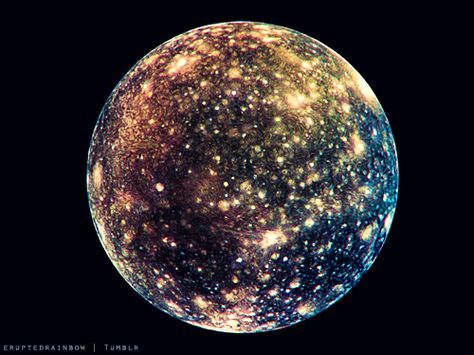 Callisto, Jupiter's moon-Spectacular! According to NASA, it has the darkest surface of the four Galilean moons, but is twice as bright as our moon :) It is also the most heavily cratered object in the entire solar system! The Moon, Moon