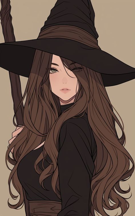 Witch Anime Character, Trivia Aesthetic, Witch Oc Female, Wizard Wallpaper, Witch Rpg, Witch Oc, Sketch Icon, Witch Characters, Fantasy Witch