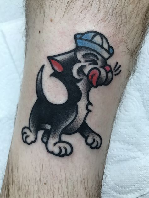 Sailor Jerry Cat Tattoo, American Vintage Tattoo, Traditional Cat Tattoo Flash, Traditional Cat Tattoos, Traditional Tattoo Script, Traditional Tattoo Chest, Cat Traditional Tattoo, Dumbest Tattoos, Traditonal Tattoo