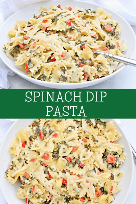 Spinach Dip Pasta ~ All the spinach dip flavor you love in an easy pasta bake. Perfect for turning leftover spinach dip into a whole new meal! via @thiswifecooks Spinach Artichoke Dip Pasta Bake, How To Use Leftover Spinach Artichoke Dip, Spinach Artichoke Dip Leftover, Spinach Dip Leftover Meals, Recipes With Spinach Dip, Leftover Artichoke Dip Recipes, What To Do With Leftover Spinach Dip, What To Do With Leftover Spinach Artichoke Dip, Leftover Spinach Dip Recipes