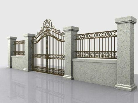 Iron Main Gate Design, Fence Wall Design, Compound Wall Design, Home Gate Design, Gate Wall Design, Fence Gate Design, Modern Fence Design, House Fence Design, Gate Ideas