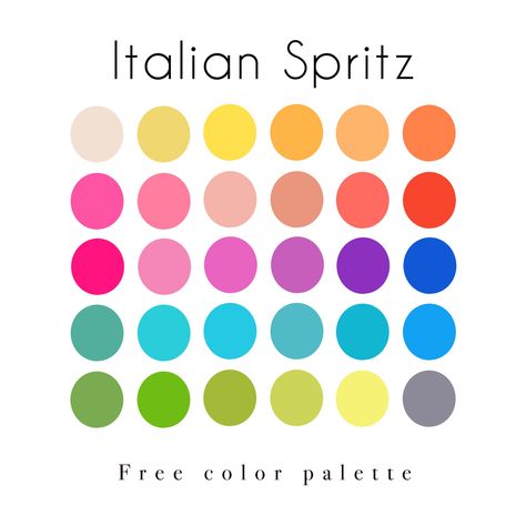 Picture Book Color Palette, Bright Rainbow Color Palette, Spring Flower Color Palette, Procreate Palette Free, Free Procreate Color Palettes, Italian Color Palette, Italian Palette, Italian Spritz, Color Palette Procreate