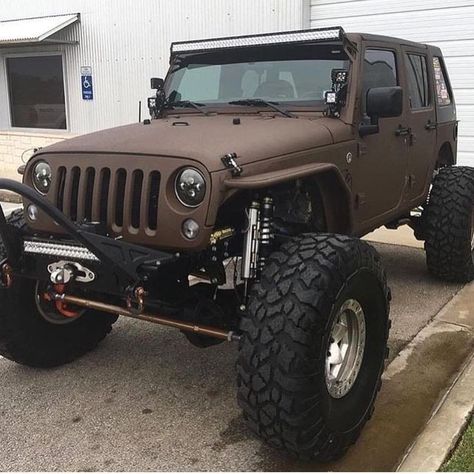 Dark Matte Coyote Brown Brown Jeep Wrangler, Brown Jeep, Jeep Pictures, Jeep Things, Lifted Jeeps, Lifted Vehicles, Badass Jeep, Custom Jeep Wrangler, Jeep Yj