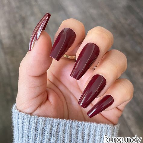 Next Gen Nails, Nails Full Set, Burgundy Acrylic Nails, Medium Coffin, Maroon Nails, Homecoming Nails Acrylic, Coffin Press On Nails, Fall Acrylic Nails, Coffin Shape Nails