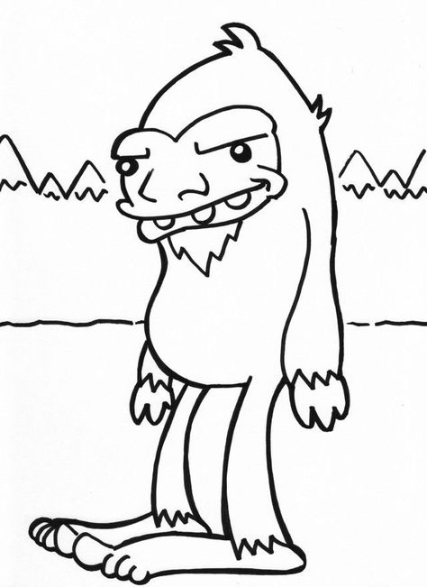 Bigfoot Birthday Party, Sneaky Sasquatch, Bigfoot Drawing, Bigfoot Party, Bigfoot Birthday, Minecraft Coloring Pages, Clip Art Library, Best Coloring Pages, Fairy Coloring Pages