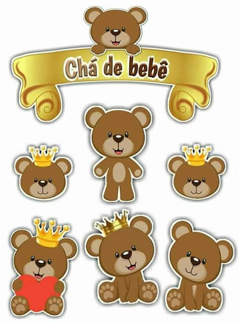 cha de bebê urso Bear Cake Topper, Teddy Bear Cakes, Cake Banner, Lion Tattoo Design, Unisex Baby Shower, Mother Art, Baby Shawer, Brown Teddy Bear, Cute Frames