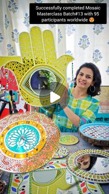 Sunita Meena on Instagram: "Namaste everyone 🙏

Exciting news😀 My Mirror/Glass Mosaic Masterclass Batch #14 is scheduled for August 4th, following the success of Batch #13 with 95 participants worldwide 😍

Having taught over 1700 students in the last 13 batches, and I can't wait to welcome even more of you to join me on this creative journey🤗 If you're interested, just send me a message on WhatsApp at 7300084144.

Let's create stunning  Mosaic Masterpieces together🧑‍🎨

Stay connected for more incredible Masterclasses ❤️

#MirrorMosaic #GlassMosaic #MosaicArt #ArtClass #ArtWorkshop #ArtMasterclass #LearnArt #ArtTutorial #ArtEducation #ArtCommunity #ArtisticJourney #ArtTherapy #CreateArt #ArtInstructor #OnlineArtClass #ArtisticSkills #igreach#ArtForEveryone #CreativeSession #ArtInspira Glass Mosaic Mirror, My Mirror, Online Art Classes, Mosaic Mirror, Mirror Mosaic, Learn Art, Art Workshop, Glass Mosaic, I Can't Wait