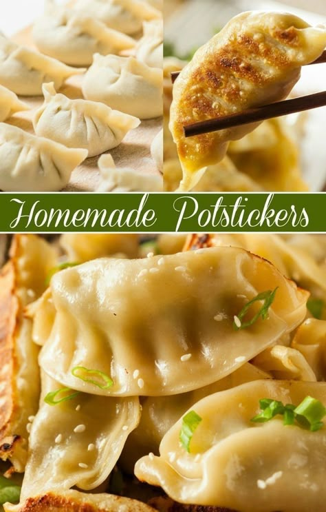 Homemade Potstickers, Dumplings Recipe Chinese, Potstickers Recipe, Homemade Chinese Food, Homemade Dumplings, Chinese Dumplings, Chinese Cooking Recipes, Pot Stickers, Easy Chinese Recipes