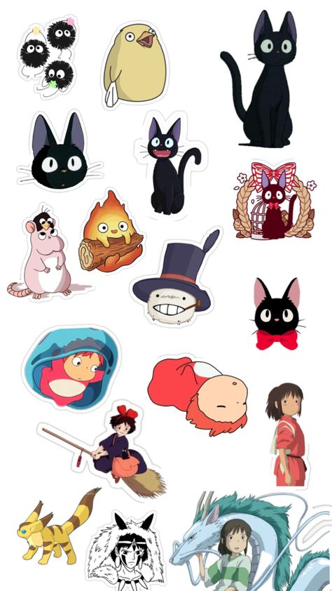 All about cats especially Mooch little Mooch Ghibli Stickers, Phone Cover Stickers, Hayao Miyazaki Art, Miyazaki Art, Funny Black Cat, Studio Ghibli Background, Adobe Illustrator Tutorials, My Neighbor Totoro, Anime Stickers