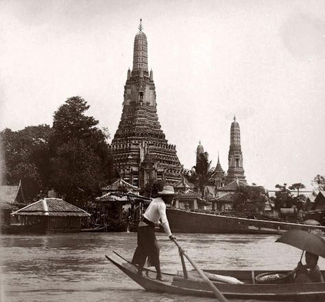 Wat Arun on the Chao Phraya, ca. 1900 |   Siam, Thailand & Bangkok Old Photo Thread - Page 200 - TeakDoor.com - The Thailand Forum Thailand History, Chao Phraya River, Wat Arun, Thailand Photos, Koh Chang, Bangkok Hotel, Ao Nang, Bangkok Travel, Most Luxurious Hotels