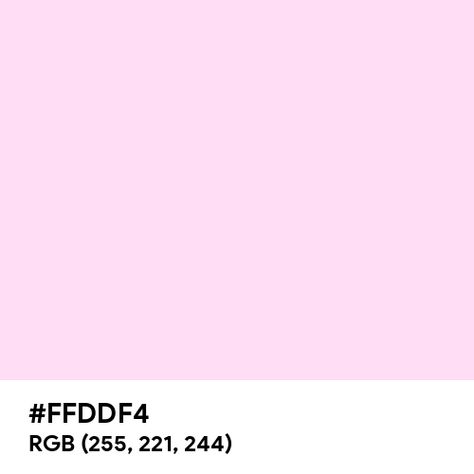 Pink Lace color hex code is #FFDDF4 Pink Hex Codes, Pink Color Code, Paint For Kitchen Walls, Split Complementary, Split Complementary Colors, Rgb Color Wheel, Rainbow Palette, Web Colors, Hex Codes