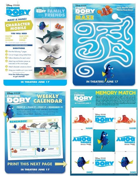 FREE Finding Dory Straw Topper Printable + Kids Activities Printable Kids Activities, Finding Dory Birthday Party, Dory Birthday Party, Finding Dory Birthday, Dory Birthday, Dory Party, Dory Nemo, Free Printable Templates, Birthday Party Games For Kids