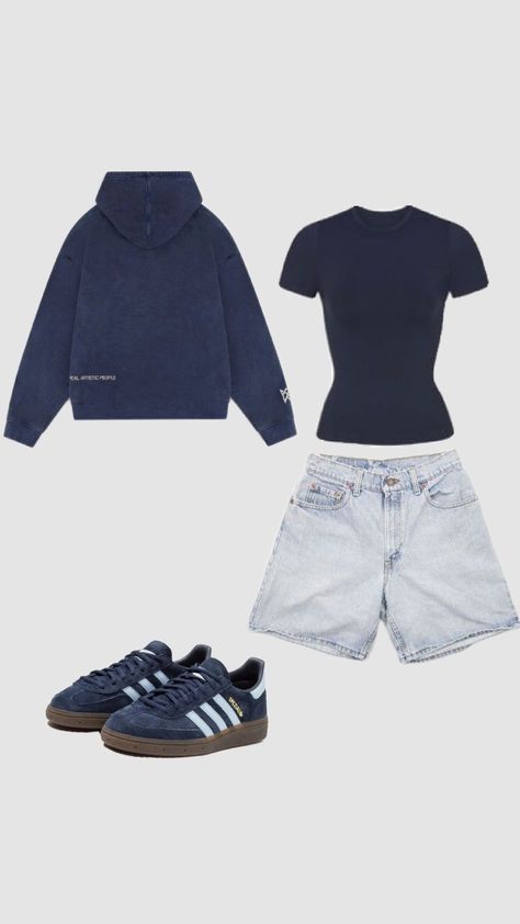 outfit inspo, navy blue outfit, adidas Cute Adidas Shoes Outfit, Navy Blue White And Black Outfits, School Appropriate Fits, Navy Streetwear Outfit, Navy Blue Yoga Pants Outfit, Blue And Gold Outfits Casual, Navy Blue School Supplies, Blue Outfit For School, Dark Blue Shoes Outfit