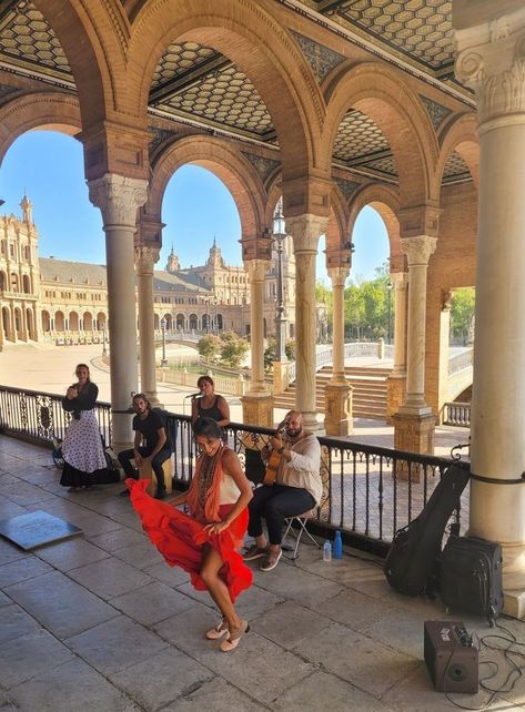 Plaza de España Spain Vision Board, Seville Spain Aesthetic, Seville Flamenco, Seville Aesthetic, Gap Year Plan, Spain Flamenco, Mediterranean Culture, Goals 2024, Spain Aesthetic