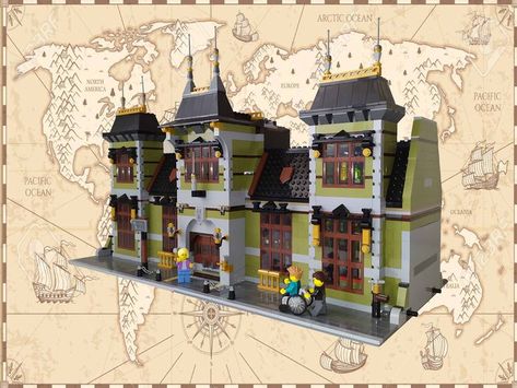 Von Barron Museum, new LEGO Modular alternate building instructions for set 10273 Haunted House available from Bricker & Co. Unlimited Lego Haunted House Moc, Lego Alternate Builds, Lego Haunted House, Adult Lego, Lego Houses, Fountain Park, Lego Halloween, Fishing Store, Lego Modular