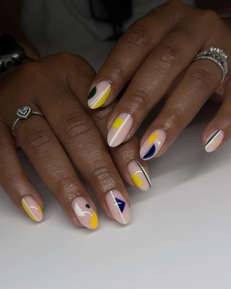 Abstract 📸🧽 Inspo @skyynailsintl Structured manicure fill with BIAB #dovenailsbysharon Simple Abstract Nails, Structured Manicure, Biab Nails, Nail Art Simple, Abstract Nails, Line Nail Art, Simple Abstract, Lines On Nails, Nail Beauty