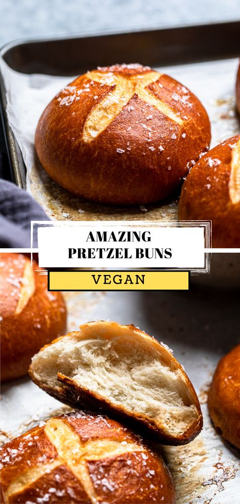 Burger Bun Recipe Vegan, Vegan Hamburger Buns Homemade, Vegan Burger Buns Recipe, Gluten Free Pretzel Buns, Vegan Dutch Recipes, Vegan Buns Recipe, Vegan Soft Pretzel Recipe, Vegan Pretzel Recipe, Vegan Sandwich Bread