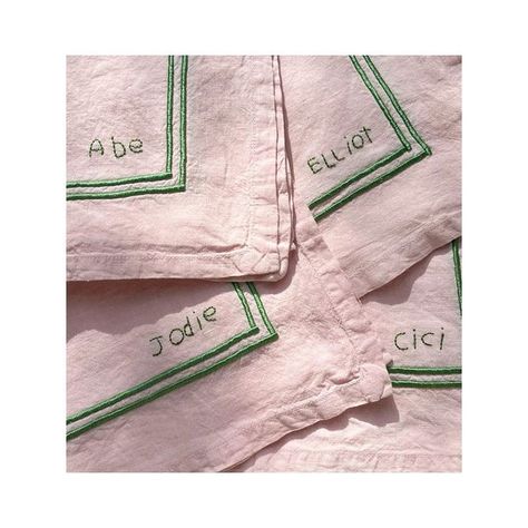 Cressida Jamieson on Instagram: "For one of my favourite friends 💓 I secretly asked her 5 year old to write the names of each of their family, which I then embroidered onto these lovely @issygrangerlondon napkins. (I’ve included a similar set I embroidered for another friend earlier this month, but in her own handwriting💙) . . . . . #cressidajamieson #cressidajamiesonembroidery #embroidery #monogram #gift #interiordesign #embroideryoninstagram #handemebroidery #bespoke" Twenty Twenty, Dinner Party Summer, Wedding Embroidery, Embroidered Napkins, Embroidery Monogram, Party Summer, Baby Shower Favors, Handwriting, My Favourite