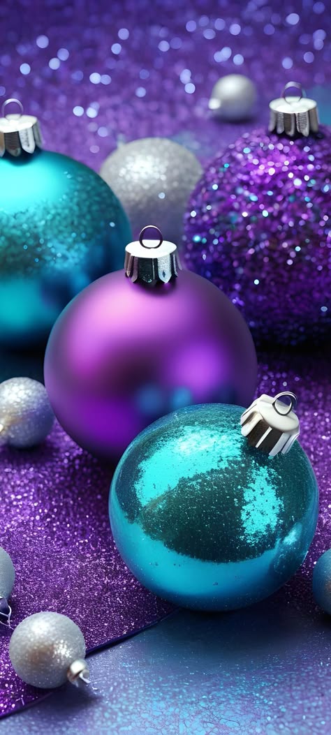 Christmas Glitter Wallpaper, Teal Christmas Wallpaper, Glittery Wallpapers, Purple Christmas Wallpaper, Happy Holidays Wallpaper, Purple Iphone Wallpaper, Purple Ornaments, Sparkly Iphone Wallpaper, Holiday Iphone Wallpaper