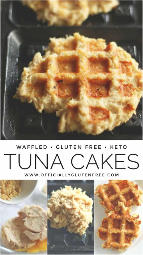 Low Carb Waffled Tuna Cakes | Keto & Gluten Free Waffled Tuna Patties Keto Tuna Cakes, Inexpensive Appetizers, Tuna Cakes Recipe, Keto Tuna, Canned Tuna Recipes, Low Carb Waffles, Waffle Iron Recipes, Tuna Patties, Tuna Cakes