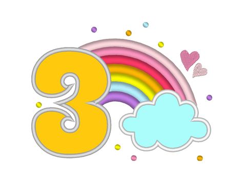 Cute Rainbow Birthday Number 3 THREE machine Rainbow In Clouds, Unicorn Topper, Cartoon Birthday Cake, Pig Birthday Party, Number Cake Toppers, Unicorn Birthday Cake, Unicorn Cake Topper, Unicorn And Glitter, Unicorn Wallpaper