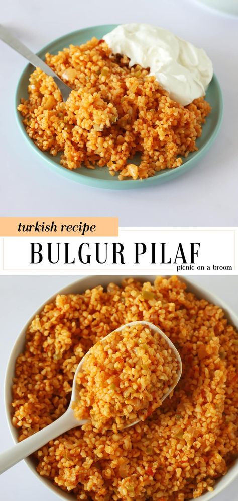 Turkish Bulgur Pilaf, Turkish Bulgur Recipes, Turkish Pilaf, Bulgar Pilaf, Bulgur Wheat Recipes, Bulgur Pilaf, Bulgur Recipes, Vegan Fish, Sweet Peppers