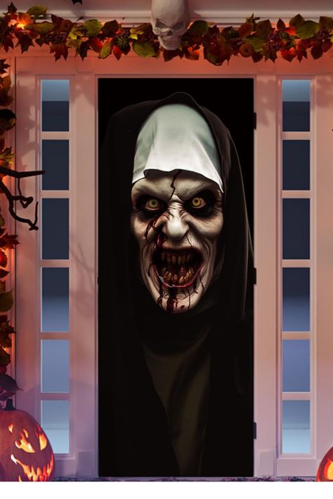 Halloween 3D Nun Door Stickers, 30 x 80 in Bloody Nun Lifelike Door Wallpaper Sticker for Halloween Decoration, Party Decors Nun Wallpaper, Halloween Decoration Party, Wallpaper Cover, Door Wallpaper, Halloween 3d, Halloween Party Diy, Halloween Drawings, Wallpaper Stickers, Halloween Tattoos