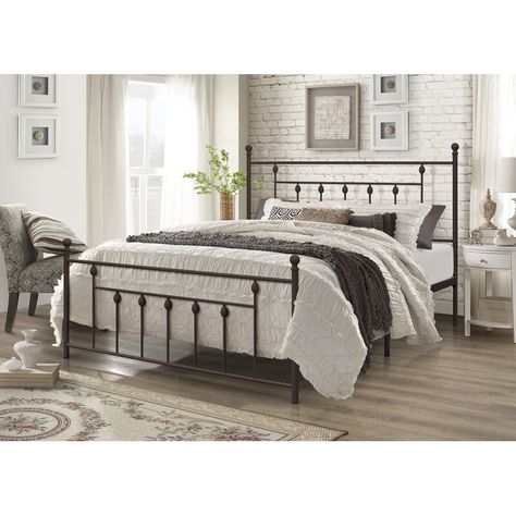 Andover Mills™ Alderson Platform Bed & Reviews | Wayfair King Metal Bed, Black Metal Bed, Full Platform Bed, King Platform Bed, Slatted Headboard, Bedroom Dimensions, Queen Platform Bed, Twin Bed Frame, Copper Brown